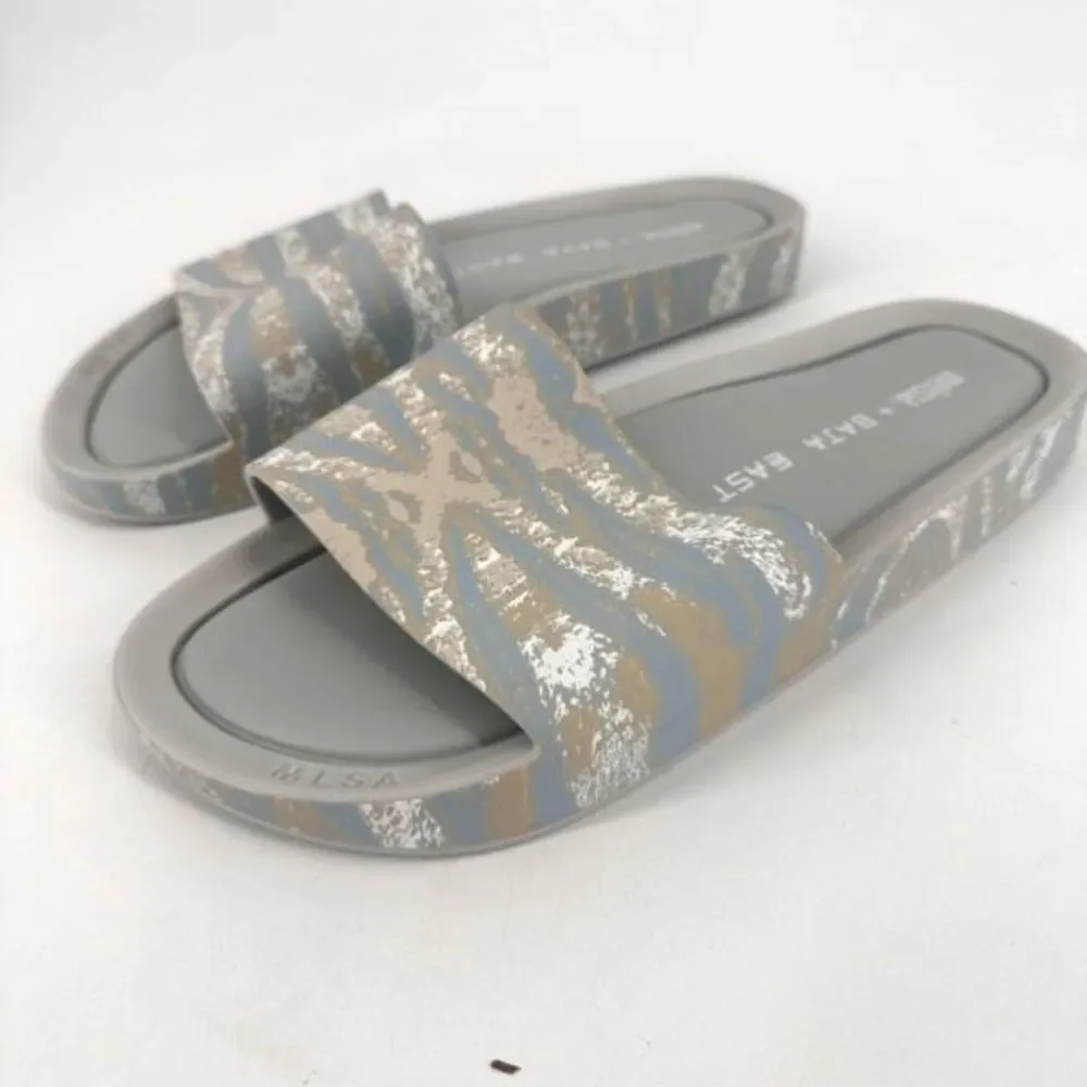 Melissa Beach Slide + Baja East Gray Camo Beach Sandals Slides Size 9‎ EUC